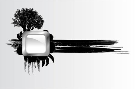 Vector tree and button (grunge background)のイラスト素材