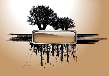 Vector tree and button (grunge background)のイラスト素材