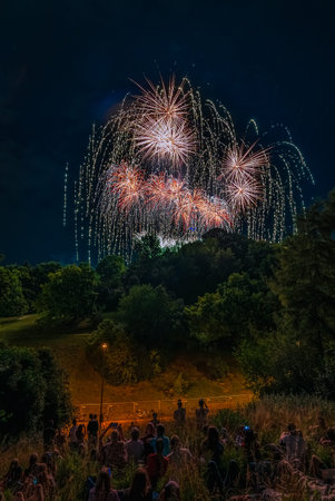 A great firework at the end of the Sommernachtstraum festival 2019 in Munich.