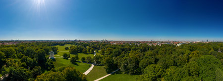 Munich Englischer Garten as a panorama from above.の写真素材