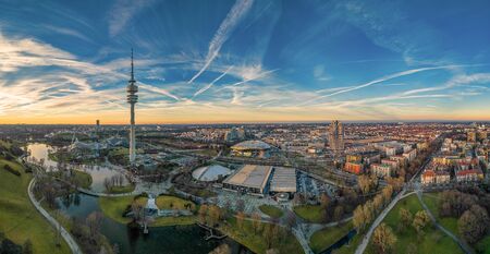 The impressive Skyline of the bavarian capital Munich.の写真素材