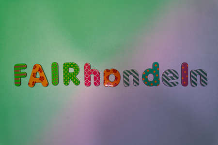FAIRhandeln is a german wordplay in illustrative letters with the meaning of compromised business negatiations, ending with a confidential result for all participants.の写真素材