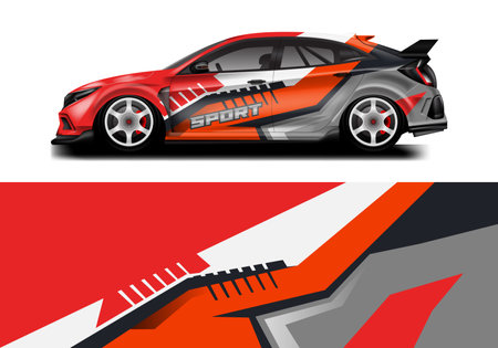 Car Wrap Design Vector , Decal Background For Vehicleのイラスト素材