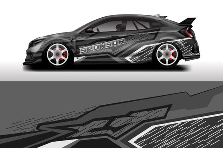 Car Wrap Design Vector , Decal Background For Vehicleのイラスト素材