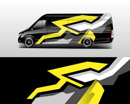 Car wrap decal design concept. Abstract grunge background for wrap vehicles, race cars, cargo van .のイラスト素材