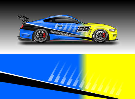 Car wrap vector design, truck and cargo van decal. Abstract graphic stripe racing background design for vehiclesのイラスト素材