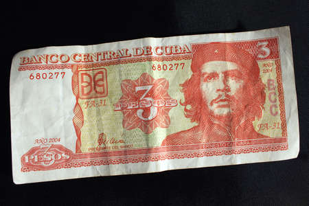 banknote cubano three peso che guevaraの写真素材