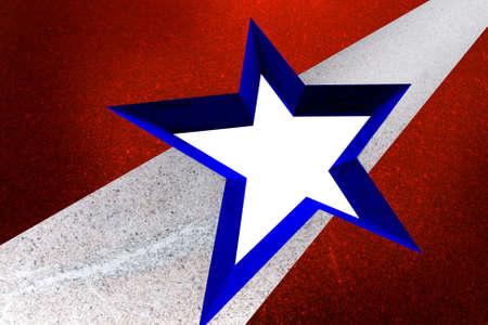 american flag style star in granite texture frameの写真素材