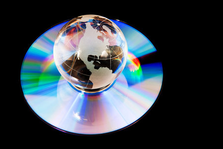 earth globe on compact disk as symbol of global technology and information