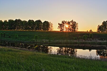 sunset on the lakeの写真素材