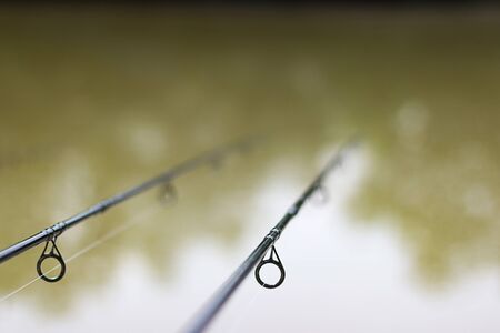 Fishing rod, Fishing Rod Guide, Fishing rod rings Selective focus and shallow Depth of fieldの写真素材