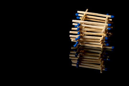 Finding solution. Pile of Matches.の写真素材