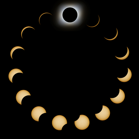 Total Solar Eclipse phases. Composite Solar Eclipse.の写真素材