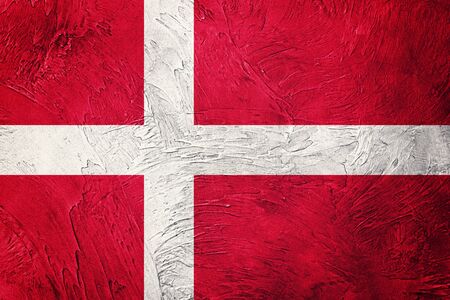 Grunge Denmark flag. Denmark flag with grunge texture.の写真素材