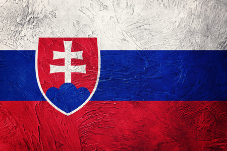 Grunge Slovak Republic flag. Slovak Republic flag with grunge texture.の写真素材