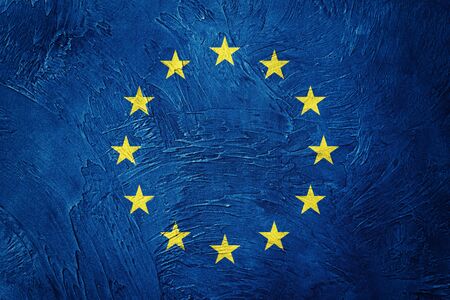 Grunge Europe Union flag. EU flag with grunge texture.の写真素材