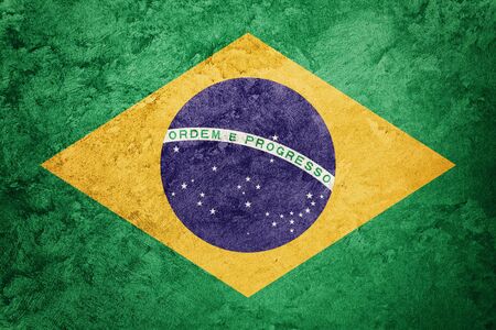 Grunge Brasil flag. Brazilian flag with grunge texture.の写真素材