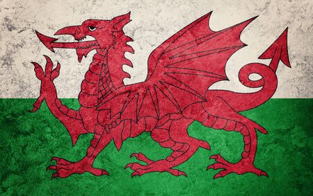 Grunge Welsh flag. Welsh flag with grunge texture.の写真素材