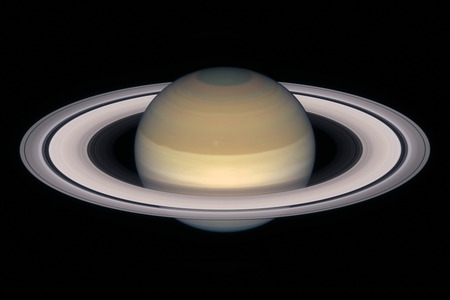 Saturn planet, isolated on black. Elements of this image are furnished by NASA.のeditorial素材