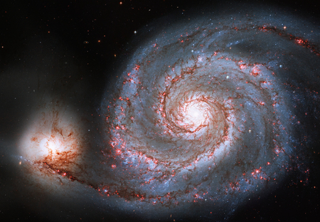 Whirlpool Galaxy. Spiral galaxy M51 or NGC 5194. Elements of this image are furnished by NASA.のeditorial素材