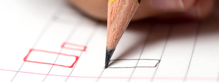 Graphomotor skills. Education concept. handwriting skills Close up.の写真素材