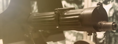 Old machine Gun. Maxim gun. First World War Machine gun.