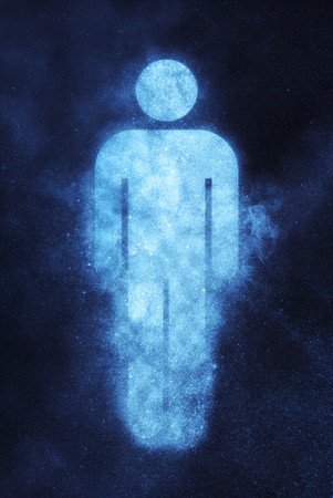 Male sign. Male symbol. Abstract night sky backgroundの写真素材