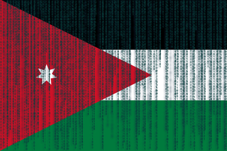 Data protection Jordan flag. Jordan flag with binary code.の写真素材