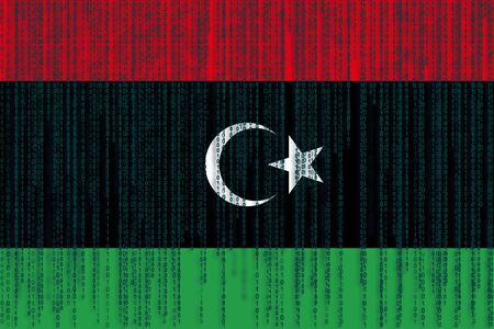 Data protection Libya flag. Libyan flag with binary code.の写真素材