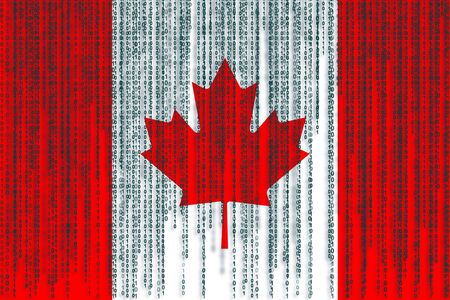 Data protection Canada flag. Canada flag with binary code.の素材 [FY31087932634]