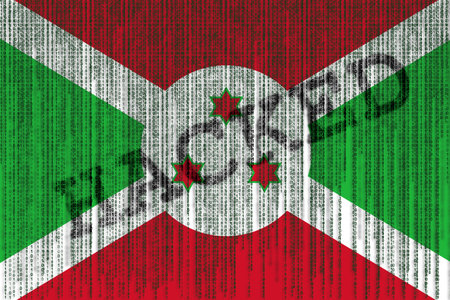 Data Hacked Burundi flag. Burundi flag with binary code.