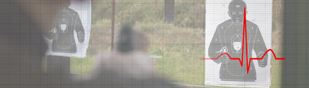 Stress Management. Shooting range. Heartbeat. Heart rhythm EKG