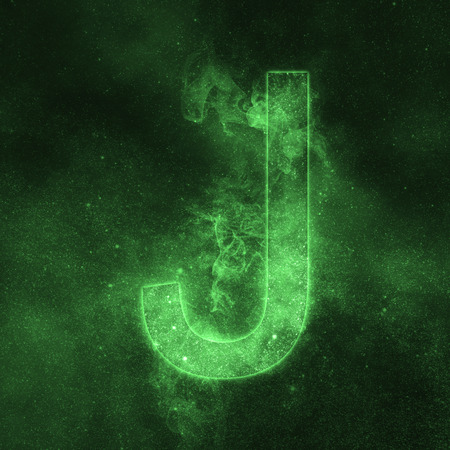 Letter J alphabet symbol. Space Letter, Night Sky Letter.の写真素材