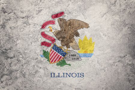 Grunge Illinois state flag. Illinois flag background grunge texture.の写真素材