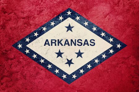 Grunge Arkansas state flag. Arkansas flag background grunge texture.の写真素材