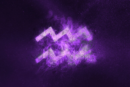 Aquarius Zodiac Sign. Night sky Abstract backgroundの写真素材
