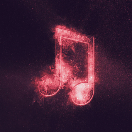Beamed Eight music note symbol. Abstract night sky backgroundの写真素材