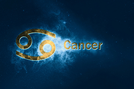 Cancer Horoscope Sign. Abstract night sky backgroundの写真素材