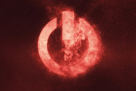 Power button sign, Power Button symbol. Abstract night sky background