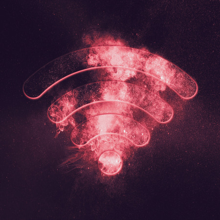 Wi Fi sign. Abstract night sky backgroundの写真素材