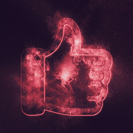 Like symbol. Like sign. Abstract night sky backgroundの写真素材