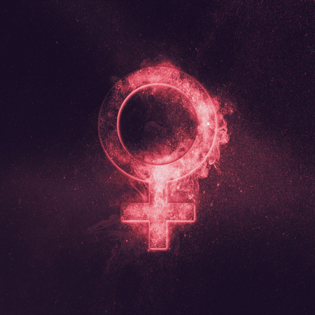 Planet Venus Symbol. Venus sign. Abstract night sky background.の写真素材