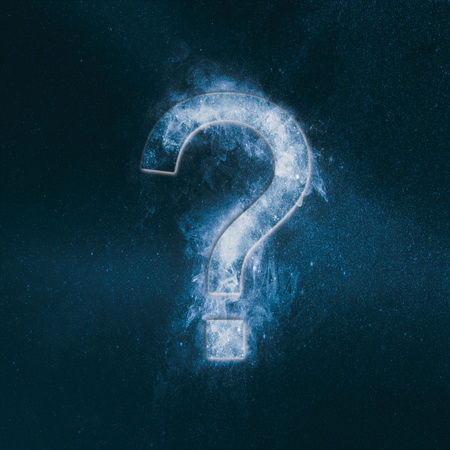 Question mark sign. Abstract night sky background.の写真素材