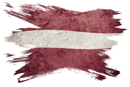 Grunge Latvia flag. Latvia flag with grunge texture. Brush stroke.の写真素材