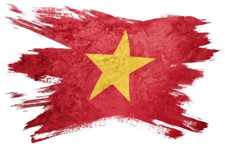 Grunge Vietnam flag. Vietnam flag with grunge texture. Brush stroke.の写真素材