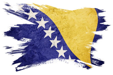 Grunge Bosnia and Herzegovina flag. Bosnian flag with grunge texture. Brush stroke.の写真素材