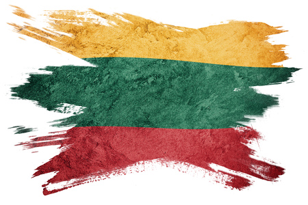 Grunge Lithuania flag. Lithuanian flag with grunge texture. Brush stroke.の写真素材