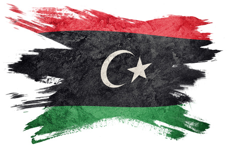 Grunge Libya flag. Libyan flag with grunge texture. Brush stroke.の写真素材