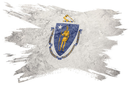 Grunge Massachusetts state flag. Massachusetts flag brush stroke.の写真素材