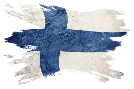 Grunge Finland flag. Finland flag with grunge texture. Brush stroke.の写真素材